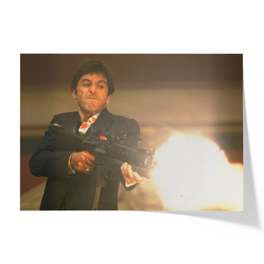 Tony Montana Unleashing “The Little Friend” in the Throne Room