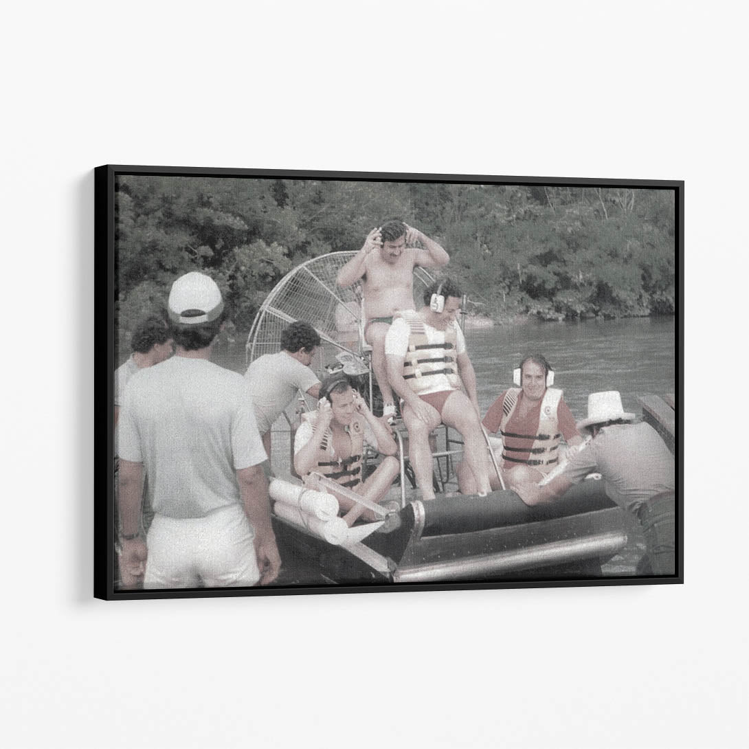 Escobar on an Airboat at Peñol-Guatapé Reservoir, 1985