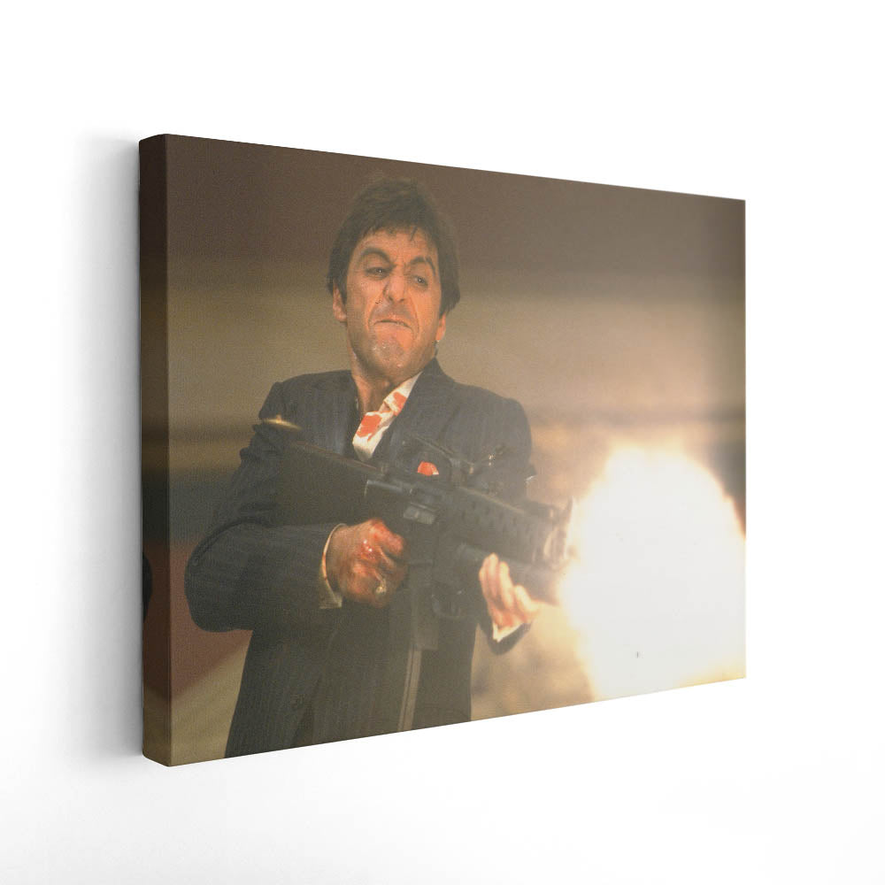 Tony Montana Unleashing “The Little Friend” in the Throne Room